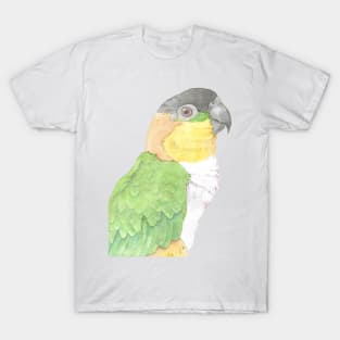 black head caique parrot portrait watercolor painting tropical pet T-Shirt